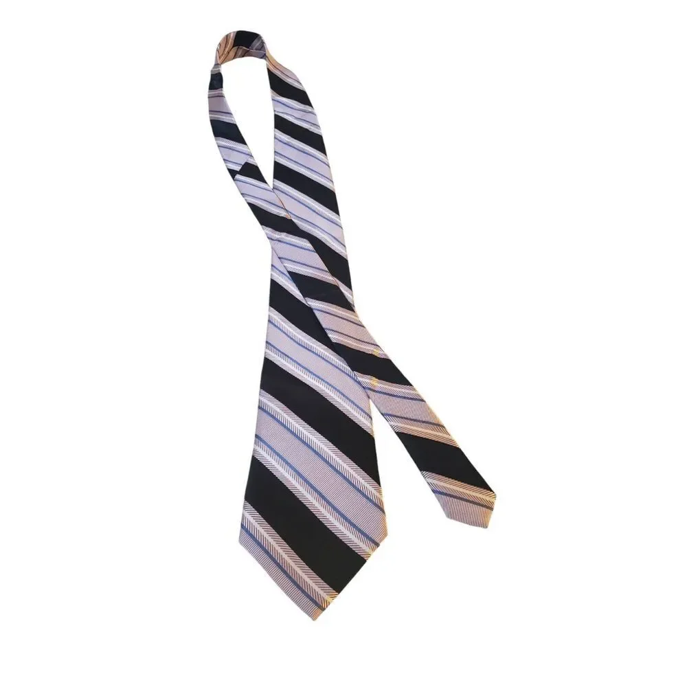 JOSEPH ABBOUND‎ Neck Tie Men's Luxury 100% Silk Black Pink Striped Business Suit